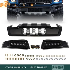 Front Bumper For 2015-2017 Ford F150 F-150 Raptor Style W/LED Lights Black Steel
