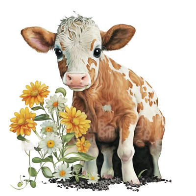 Car sticker sticker watercolor cow sticker