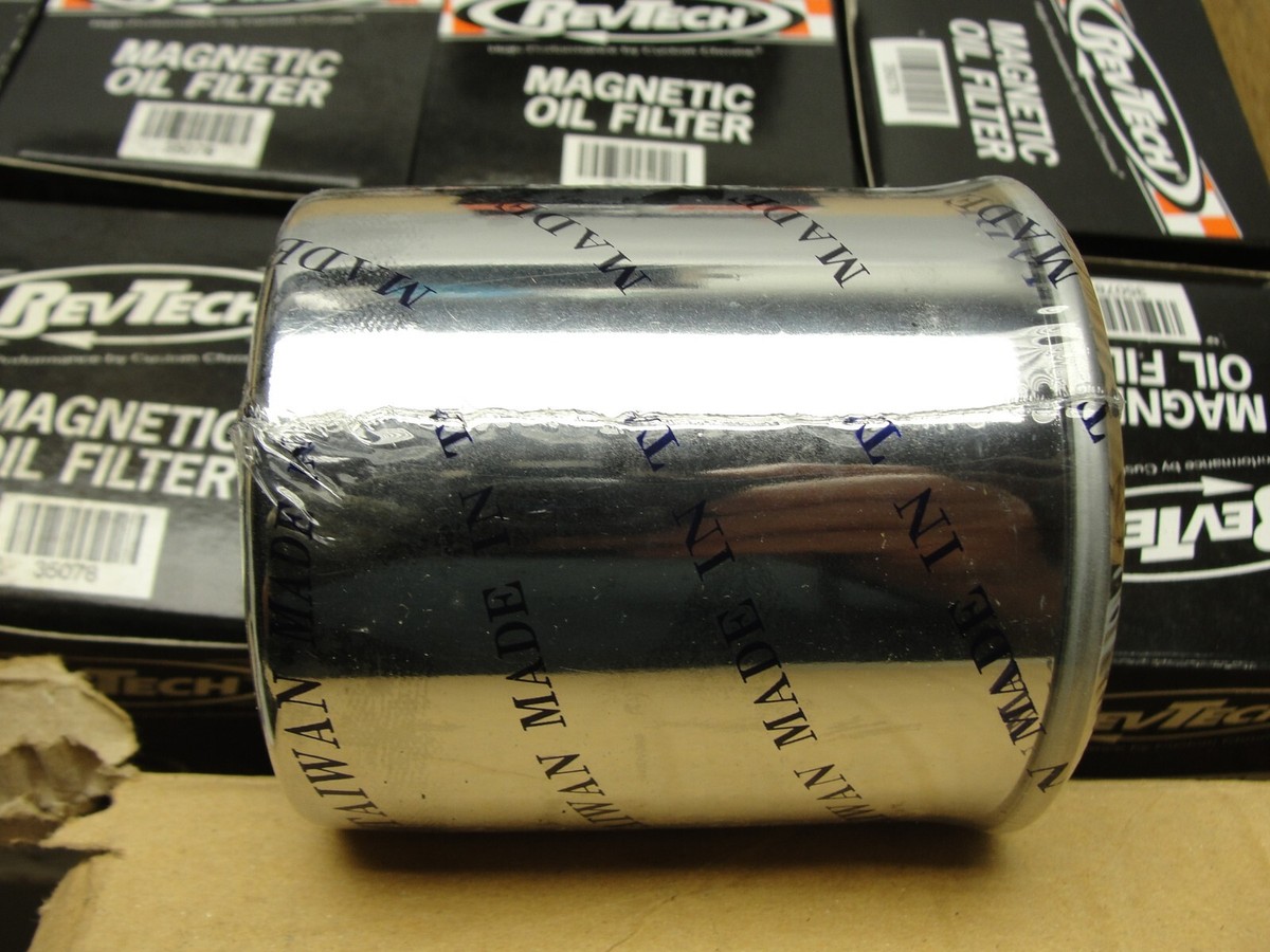 12) New RevTech 35-078 Magnetic Chrome Oil Filter Harley
