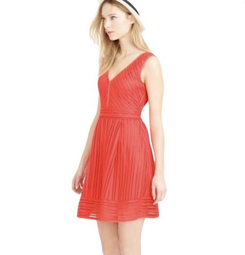 J. Crew Red Lace Laser Cut Eyelet V 