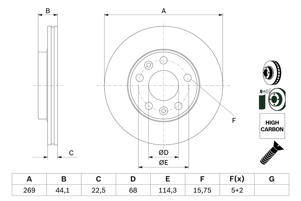 Bosch BD2810 disques de frein avant contre les vibrations au freinage