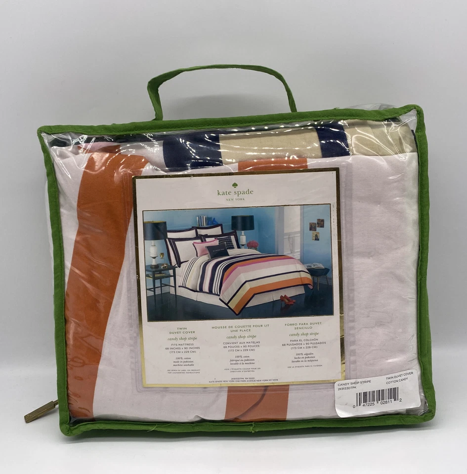 全新 Kate Spade 糖果店条纹双被套 全新带盒 — 第 3/4 张图片