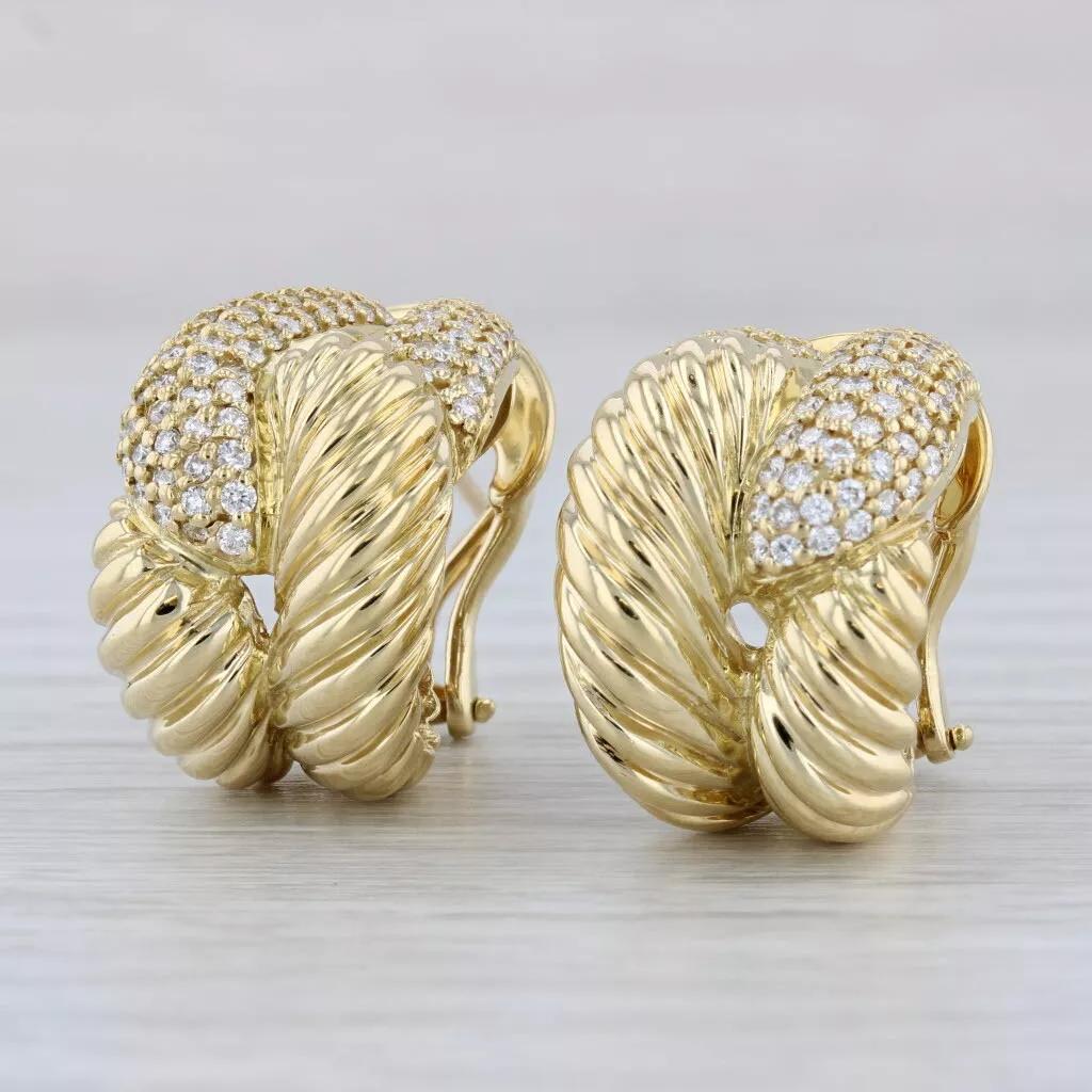 David Yurman 1.08ctw Diamond Cable Knot Labyrinth Earrings 18k
