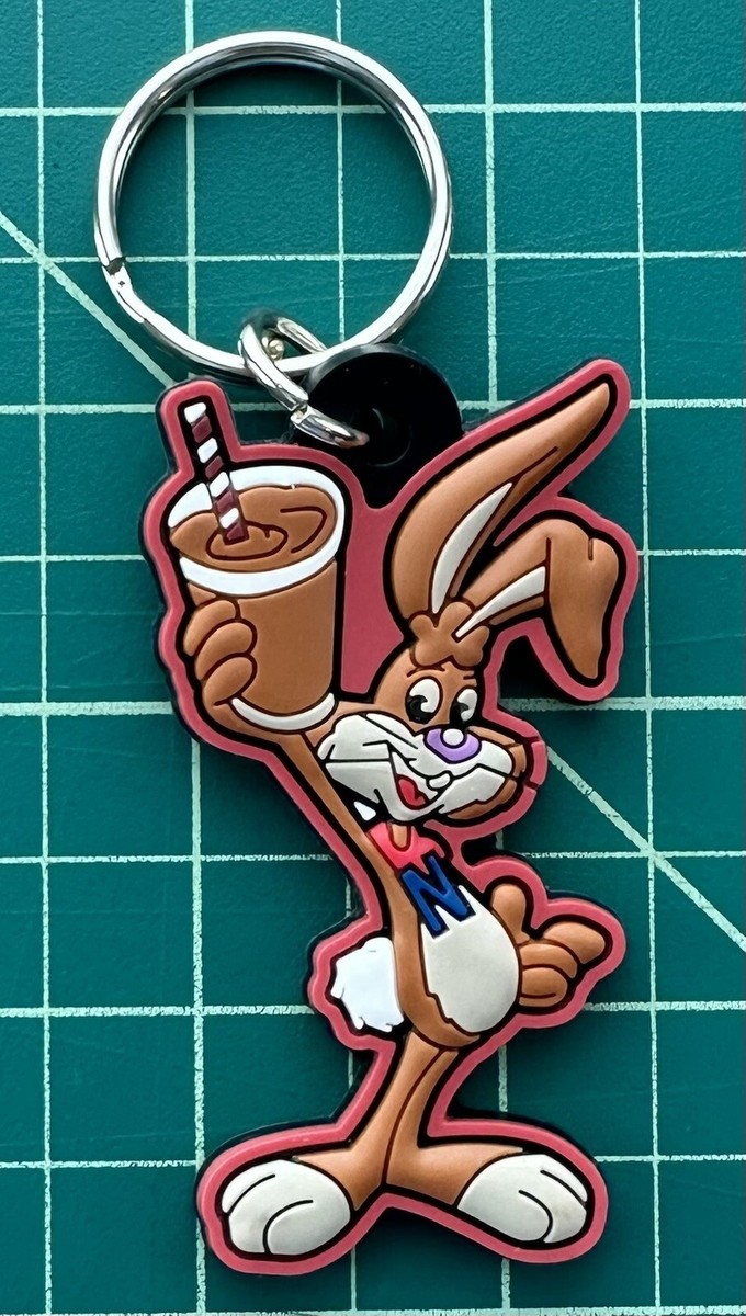 Nestle Nesquik Bunny Keychain Strawberry 2014 Quik Key Ring FREE