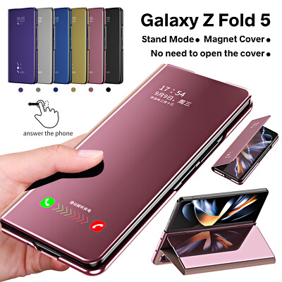 For Samsung Galaxy Z Fold 6 5 4 Mirror Case Magnetic S-View