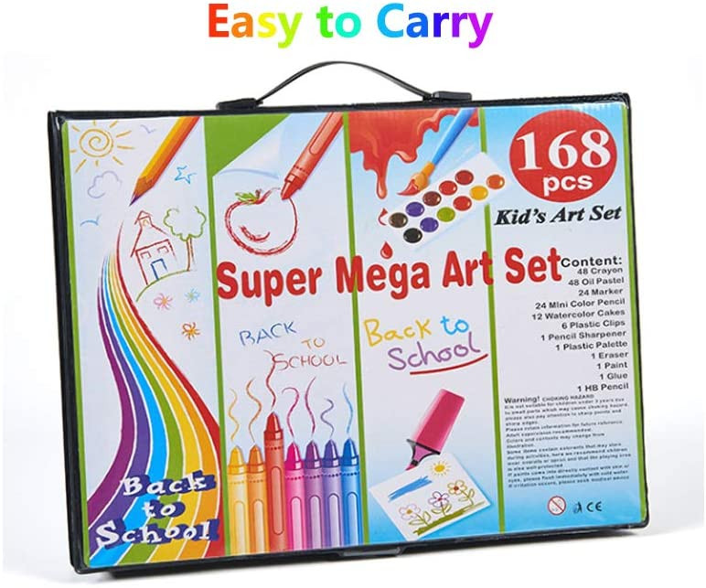 168pcs Drawing Supplies Kit with Portable Box Drawing Artist Kit Art Tools Kit