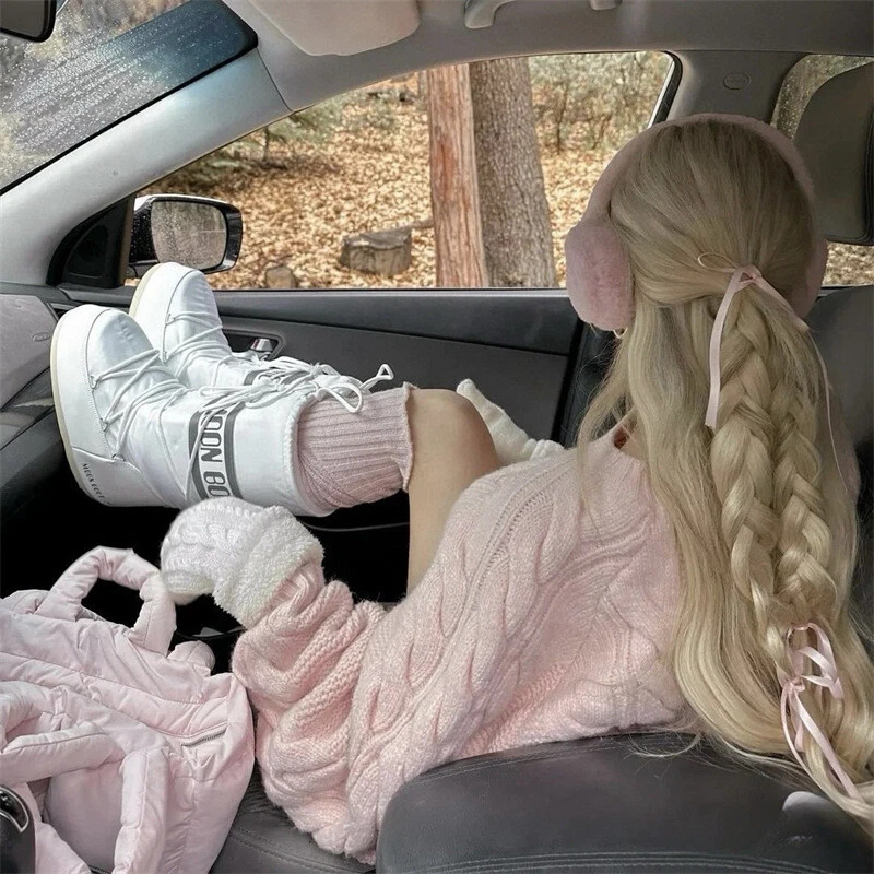 Bota Moon Feminina Elevação Interna Antiderrapante Botas de Neve Quentes Inverno Quente Luxo - Imagem 3 de 4