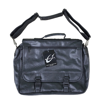NWT Gemline 2490 Black Messenger Bag Laptop Leather Shoulder Strap
