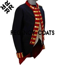 New Men's Navy Blue Wool British Royal Artillery Gunner Tailcoat,Napoleon jacket