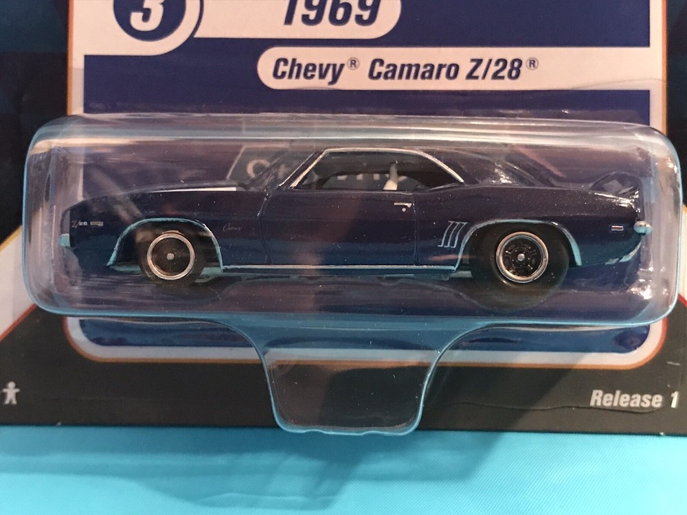 Racing Champions Mint 1969 Chevy Camaro Z/28 Blue W White Rally Stripes Carded