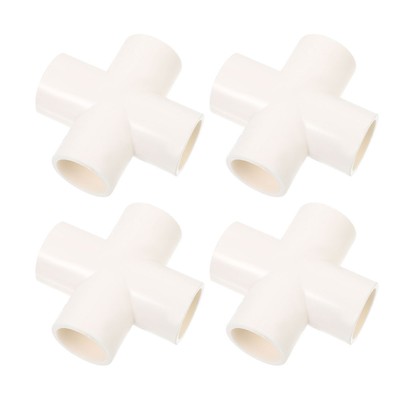 4 Pcs PVC Quad - PVC-Winkelrohrverschraubung 4-Wege-Anpassung