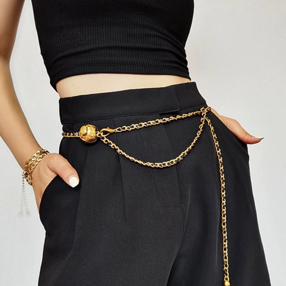 Luxury Design Gold Chain Belt Metal Waistband Waist Strap Trouser