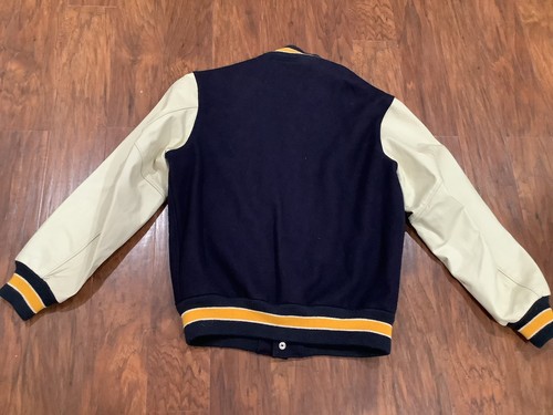 Vintage Golden Bear San Francisco Black Cream Letterman Wool Leather sleeve L - Bild 3 von 8