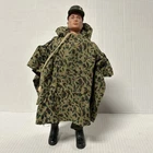 VTG 1964 G.I. JOE action Figure with painted   Red Hair & camouflage poncho