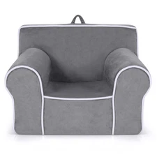 Honeyjoy Kids Sofa Toddler Foam Filled Armchair w/ Velvet Fabric Baby Gift Grey