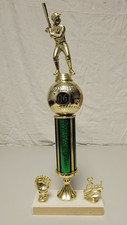 Youth/Adult Green/Gold 3rd Place 16.5in Baseball Trophy 6