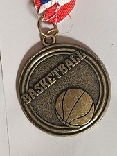 New 12- 2 inch round Basketball Trophy Metals. 18 inches long. Made in U.S.A