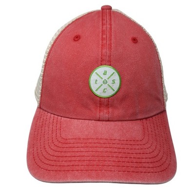 American Needle Slideback Trucker Hat Red One Size Adjustable Patch