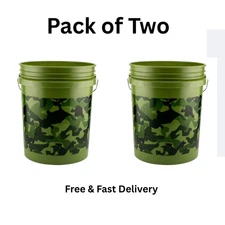 Green 5 Gal Camo Pail Camouflage 5 Gallon Bucket for Mixing Paint and Gardening