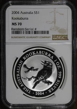 2004 (MS70) 1 oz Silver Australia Kookaburra $1 NGC