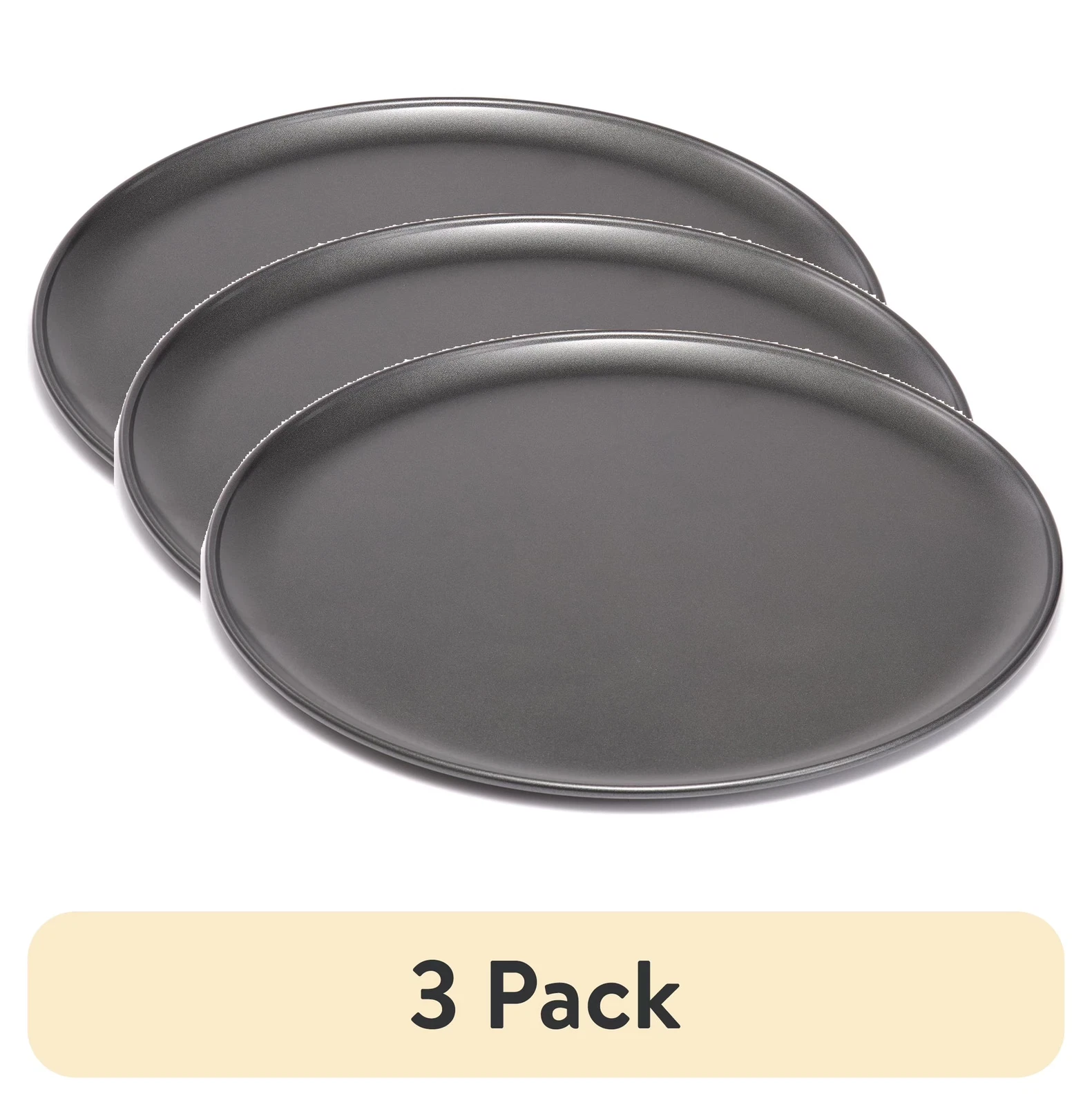 Mainstays (3 Pack) 16 Inch Non-Stick Pizza Pan, Large, Gray