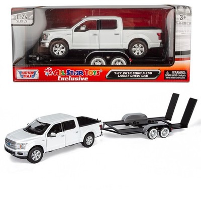 Motormax 1/27 2019 Ford F-150 Lariat Crew Cab Pickup Truck w/ Car Hauler Trailer