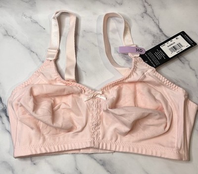 36D Bali Double Support Bra Cotton Wirefree Comfort U Back Full Figure 3036*Pink