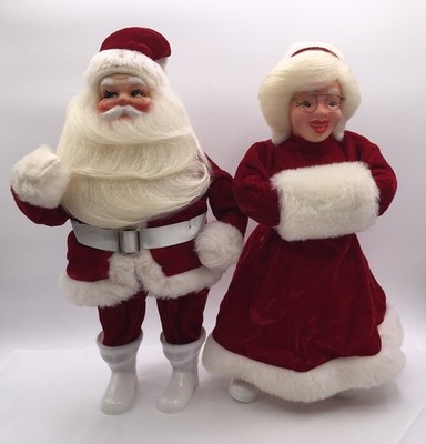 Vtg Gale Santa And Mrs Claus 15  Christmas Doll Set of 2  80s Home Decor ￼EUC