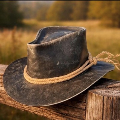 Distressed Leather Arthur Morgan Hat - Handcrafted Western Outlaw Headwear RDR2