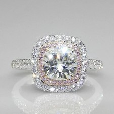 3.75Ct Round Cut Lab Created Diamond Halo Engagement 14K White Gold Finish Ring