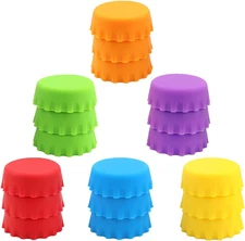 18 Silicone Reusable Caps for Home Brew & Soft Drink Bottles, Soda & Wine, Multi