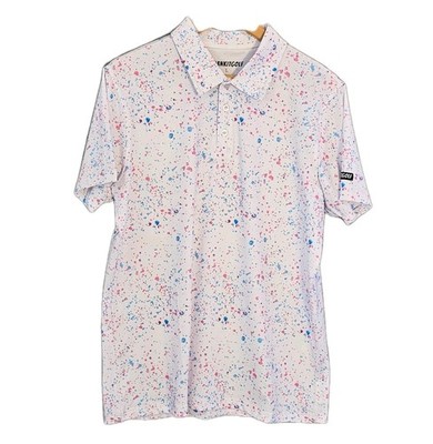 Shank It Golf Paint Splatter Polo Mens L Stretch Multicolor Performance Resort