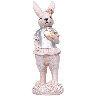 Hase Wohndeko Harz Osterschmuck silberne Akzente 6 x 5 x 20 cm Maße