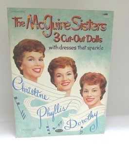 1959 THE MCGUIRE SISTERS ORIGINIAL 3 DOLLS PAPERDOLL SET USED - CLOTHES FOLIO