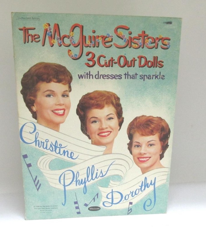 1959 THE MCGUIRE SISTERS ORIGINIAL 3 DOLLS PAPERDOLL SET USED - CLOTHES FOLIO