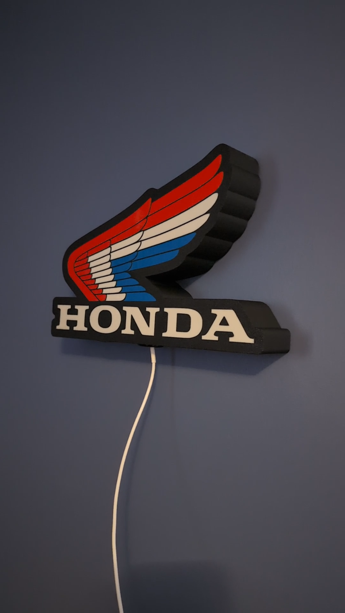 ＜ハンドメイド＞　BSA バイクエンブレムスタンド　フルカラーLED照明 Honda Vintage LED Light Box Sign - Motorcycle Garage Wall Art NEW