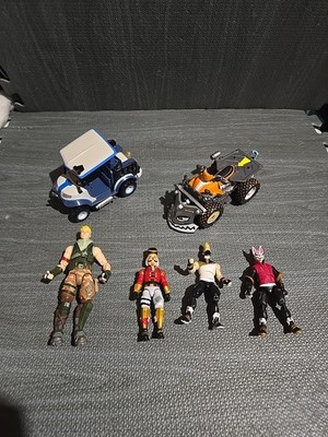 Fortnight Action Figure Lot Of 4 With 2 Vehicles
