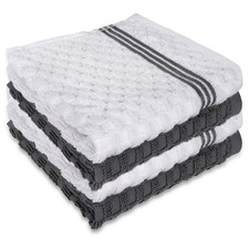 4 Pack 100 Cotton Wash Cloth, 12x12 Inch Highly Absorbent and Soft Feel Fing...