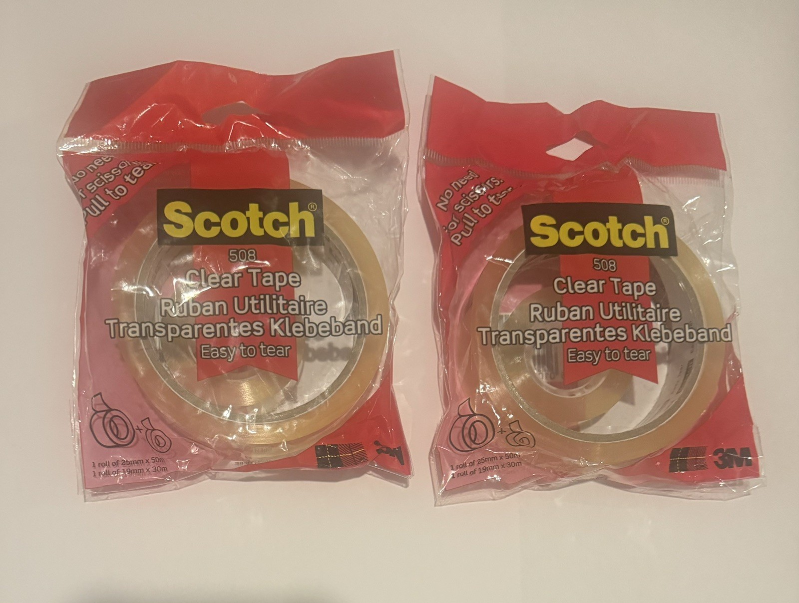 Scotch Clear Easy to Tear Tape-2 Rolls in Pack  25x50mm+19x30mm (2 pack)