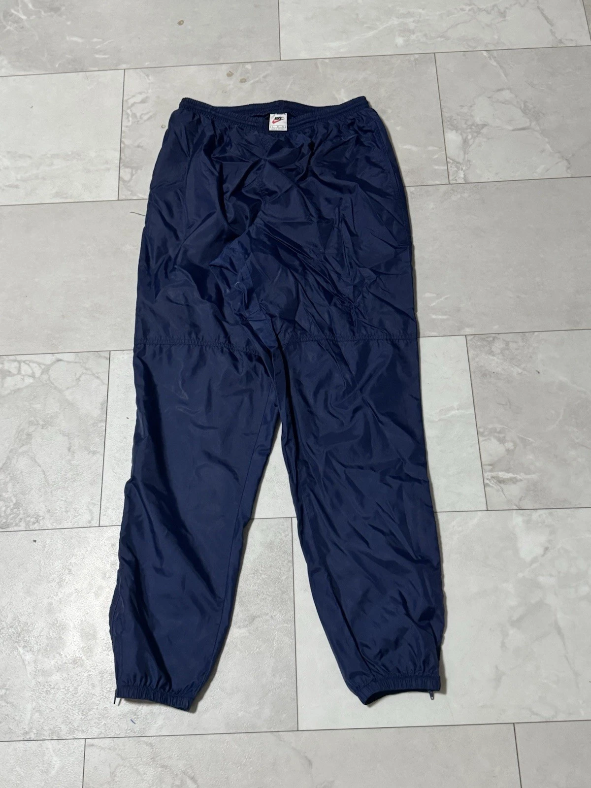 Nike Track Pants 90s Vintage Navy Blue Windbreaker Jogger Baggy Gorp Size L