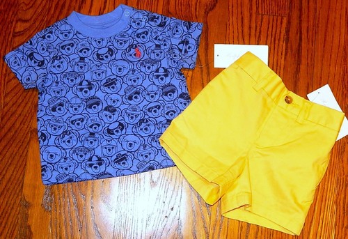 POLO RALPH LAUREN AUTHENTIC BABY BOYS ORIGINAL NEW 2Pc SHORTS SET Size 6M, NWT - Picture 2 of 8