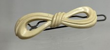 Vintage 1950 - 1960  s White Curved Bow Style Plastic Hair Barrette Cottage Core