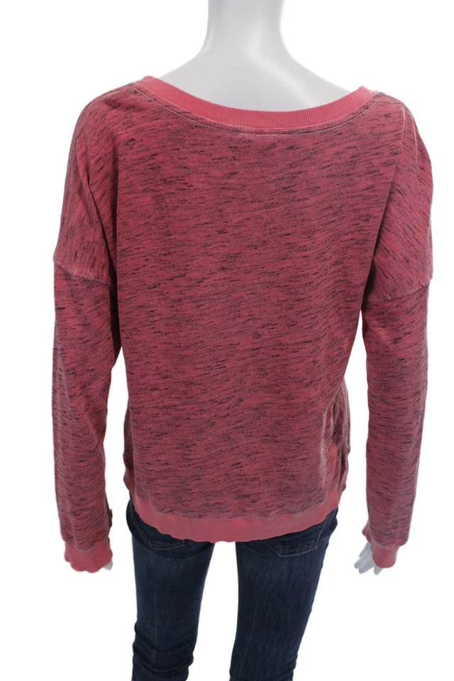 Espléndida sudadera para mujer manga larga cuello redondo rosa negro algodón talla pequeña Foto 3 de 4