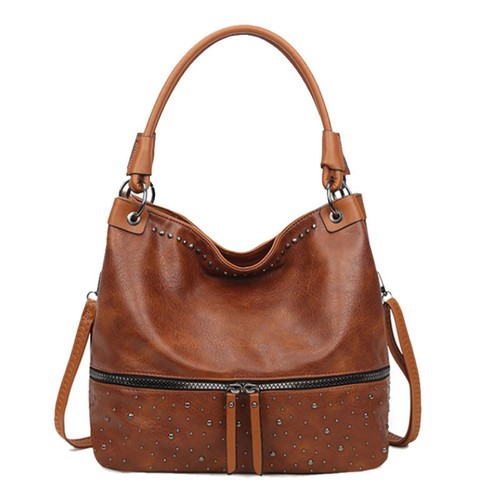 Borsa con borchie da donna ICB - Borsa a tracolla grande stile secchiello con... - Imagen 3 de 8
