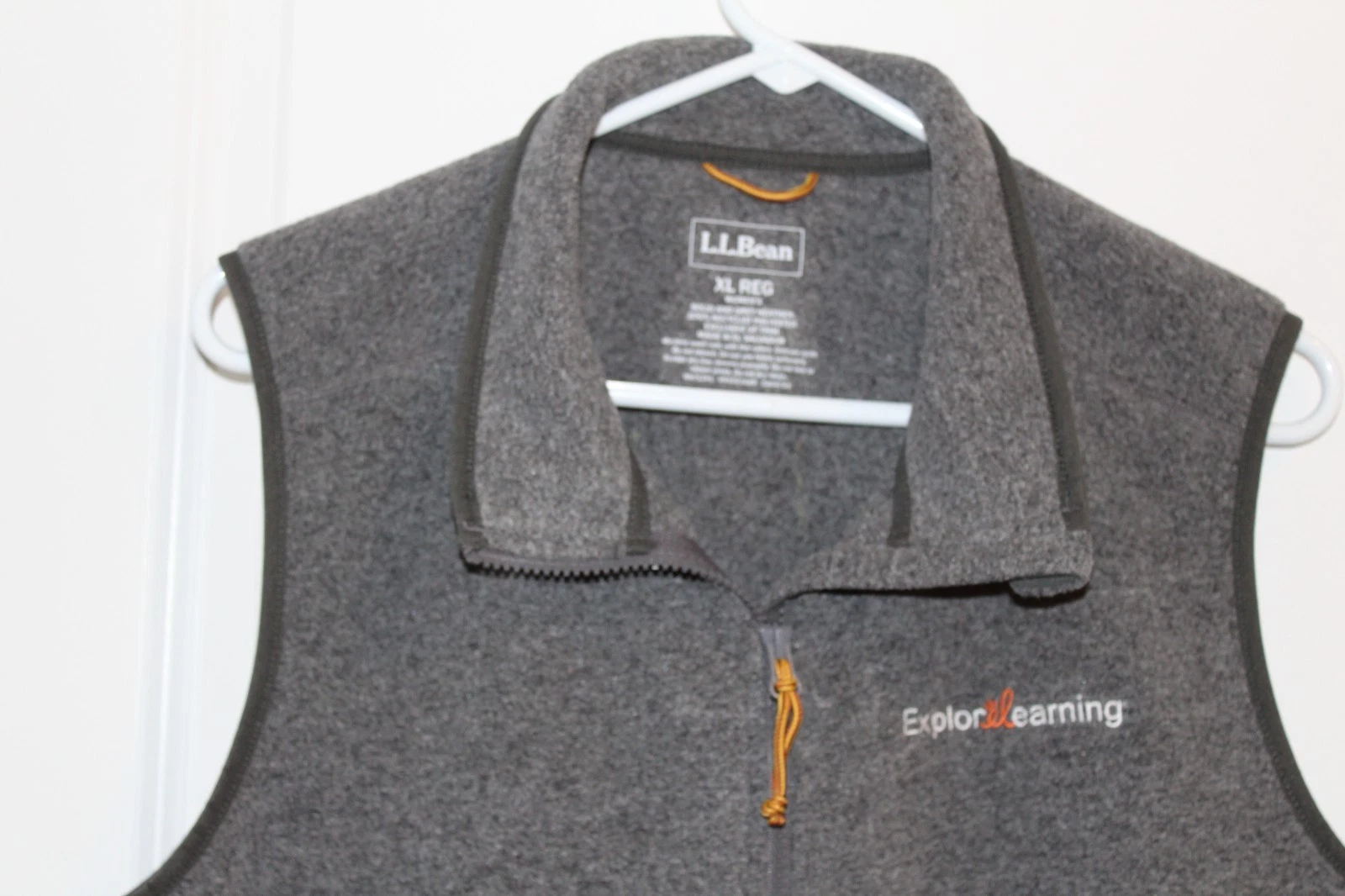 LL Bean Fleece Vest Women's XL REG Gray Full Zip Mock Neck Khatadin Logo Outdoor