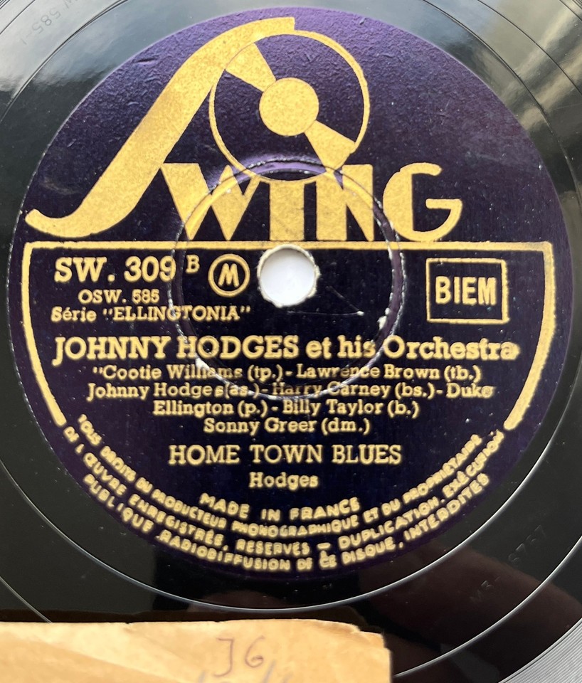 78rpm SWING Label SW.309 JOHNNY HODGES DUKE ELLINGTON SONNY GREER ...