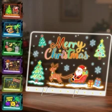 LED Acrylic Dry Erase Board with Light 11.8x7.9 Kids Drawing Message Board