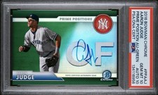 2016 Bowman Chrome Aaron Judge Prime Positions Auto Green /99 PSA DNA 10/10 POP3