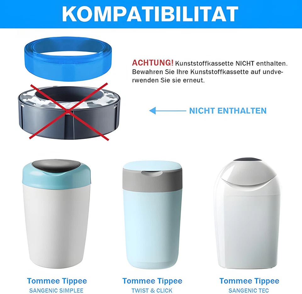 12X Vollständig kompatibel Nachfüllkassette Angelcare Dress Up XL Tommee Tippee - Bild 2 von 4