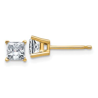 Ohrringe 14 Karat Gelbgold 3/4 kt 4 mm Princess D E F reines leichtes Moissanit